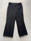 Sincerely Jules Pants Womens M Black Beaded Fringe Cropped Wide Leg Crepe Party