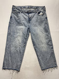 Old Navy Jeans Womens 20 Blue Light Wash High Rise Straight Crop Raw Hem 40x25.5
