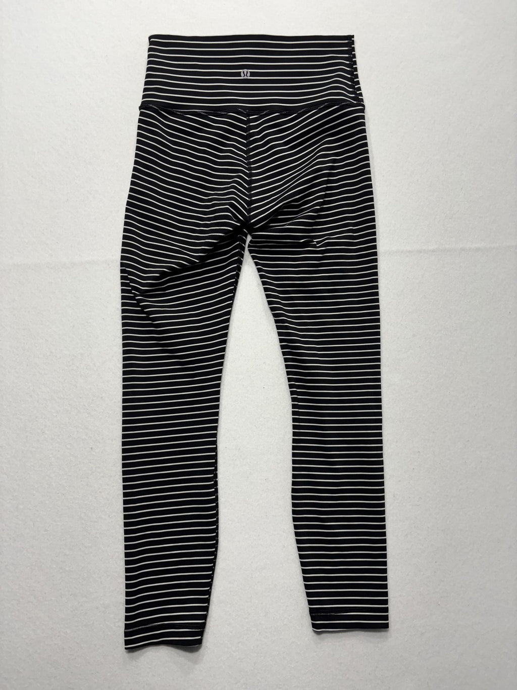 Lululemon Leggings Womens Small Black Stripe High Rise 25" Inseam Stretch Ankle