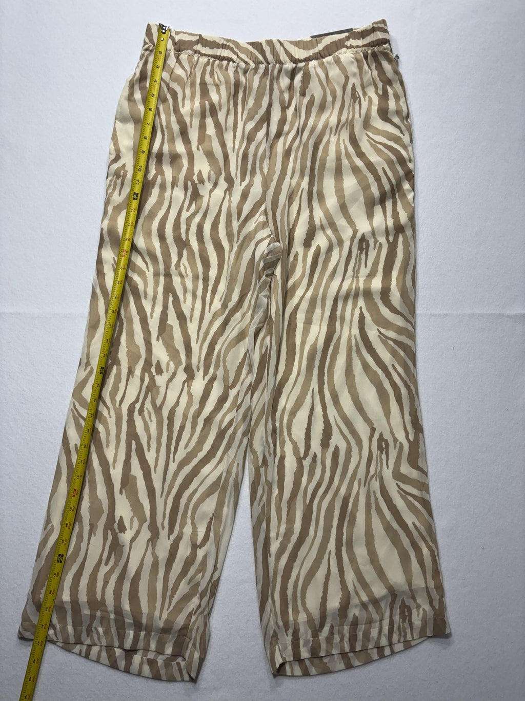 Soft Surroundings Dress Pants Womens Large Beige Neutral Zebra Wide Leg Pull On