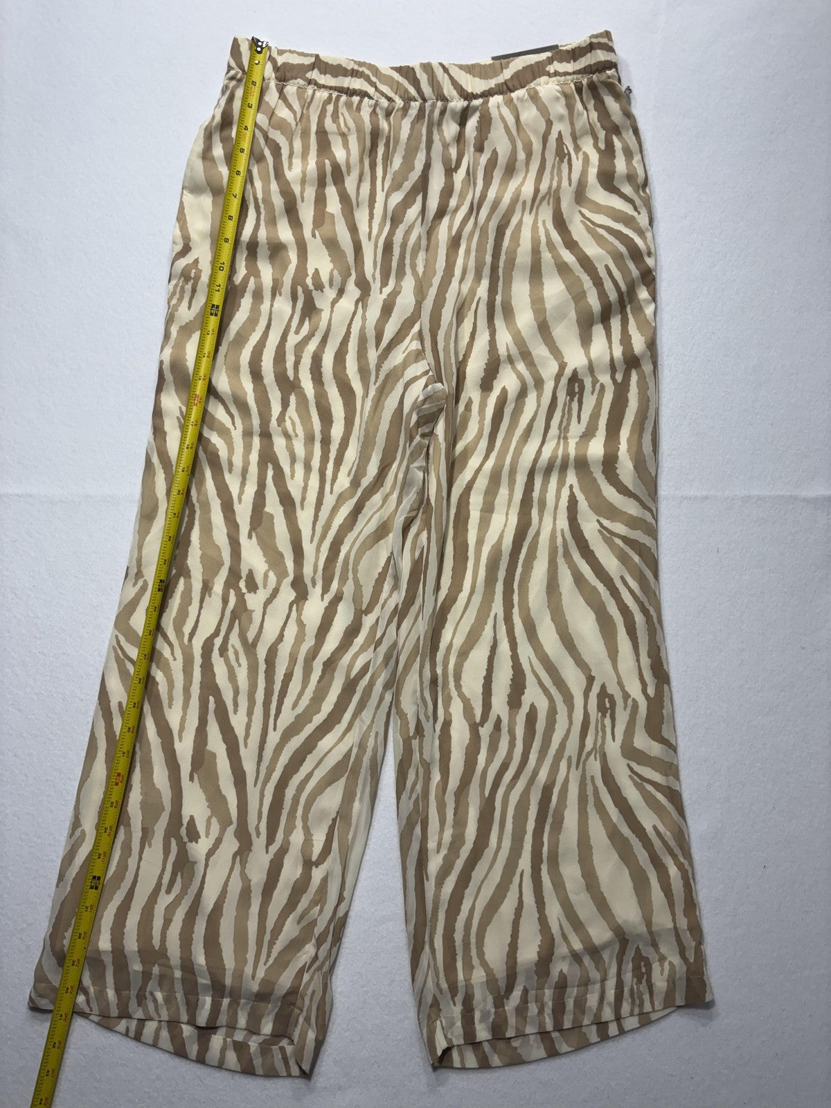 Soft Surroundings Dress Pants Womens Large Beige Neutral Zebra Wide Leg Pull On