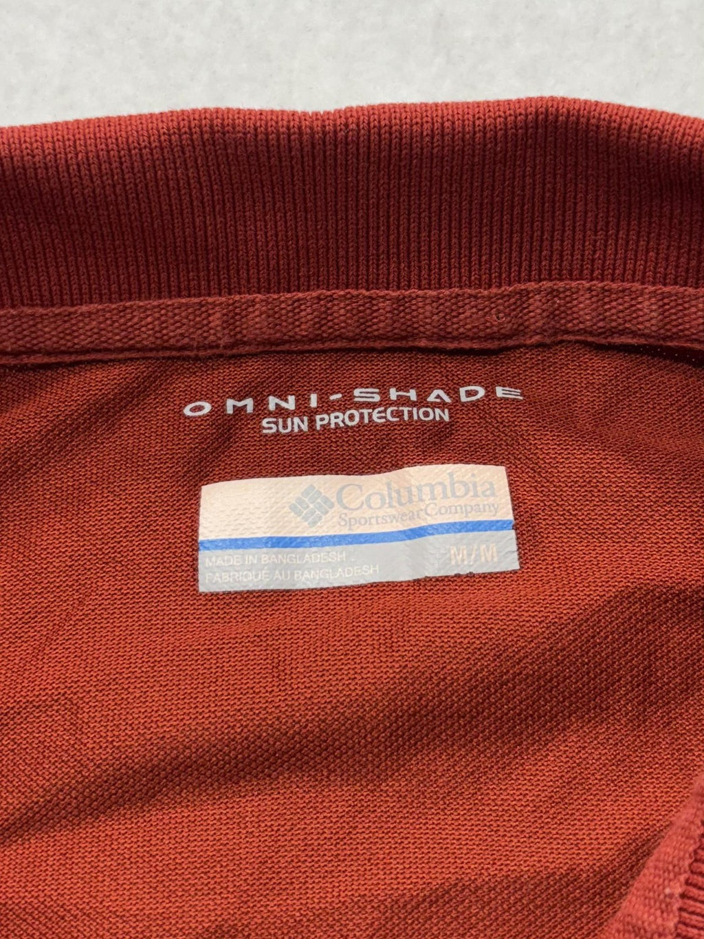 Columbia Omni-Shade Polo Shirt Mens Medium Orange Short Sleeve UV Protection