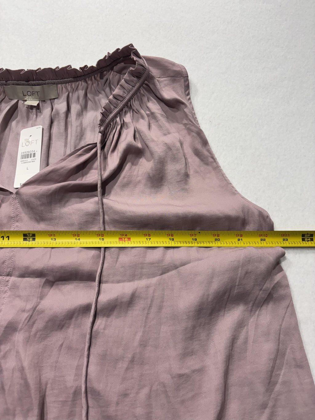 LOFT Dress Womens Large Pink V Neck Ruffle Sleeveless Shift Knee Length