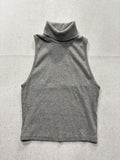 Zara Tank Womens Large Gray Turtleneck Sleeveless Ribbed Cropped Knit Top