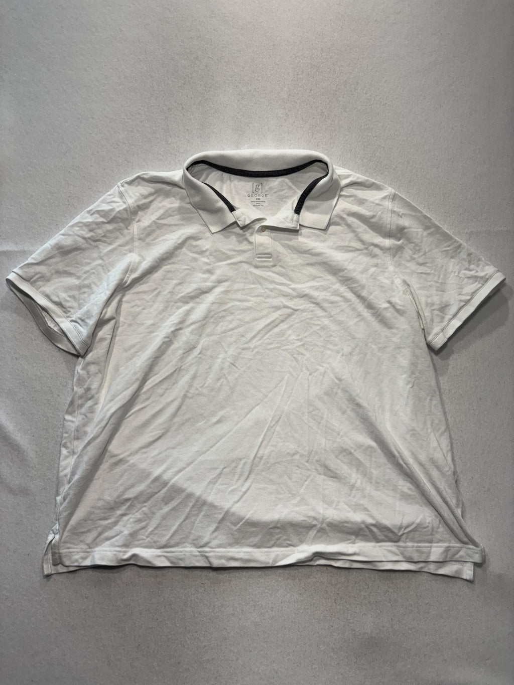 George Polo Shirt Mens 2XL White Stretch Knit Short Sleeve Tagless Casual