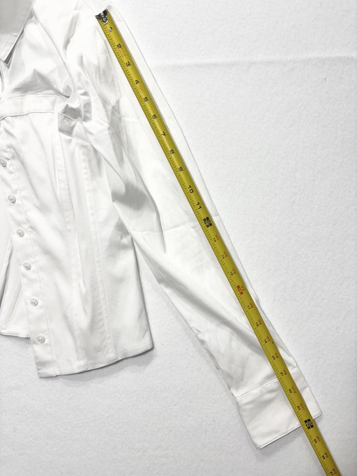 White House Black Market Button Up Shirt Womens 8 White Corset Poplin Top
