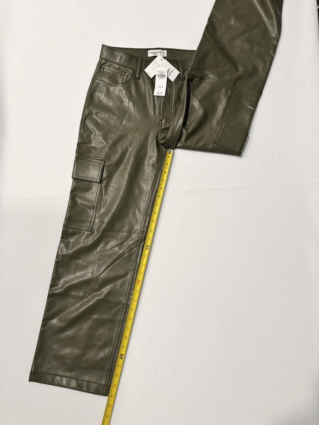 Abercrombie & Fitch Pants Womens 28 Short Green Faux Leather 90s High Rise Cargo