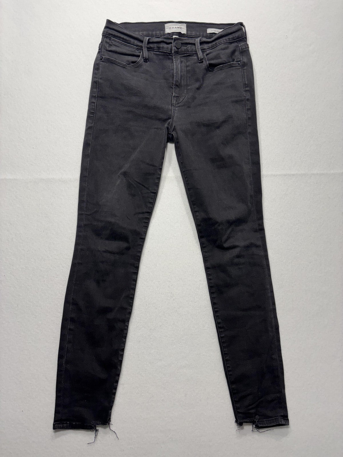 FRAME Le High Skinny Jeans Womens 26 Gray Charcoal Wash Mid Rise Stretch 26x28.5
