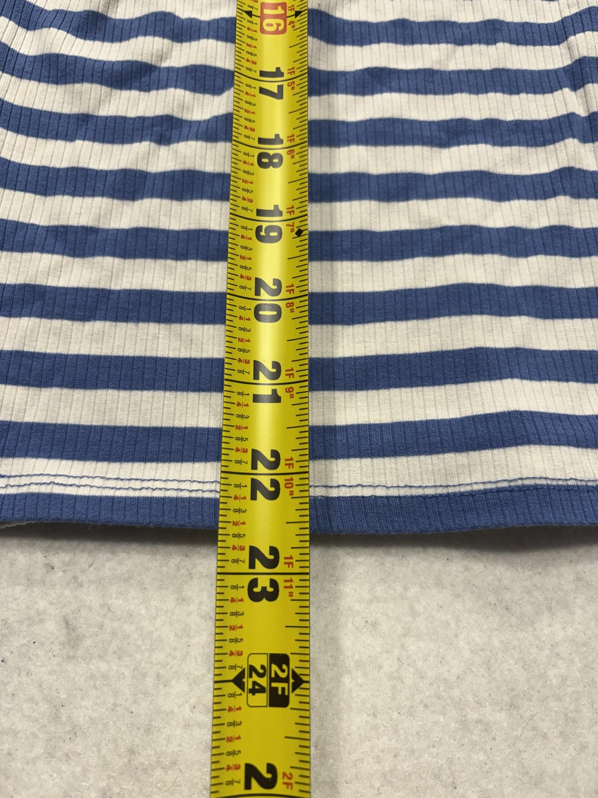 Frankee & Skylarr Womens L Blue Stripe Boat Neck Short Sleeve Tee TY70411-ROS