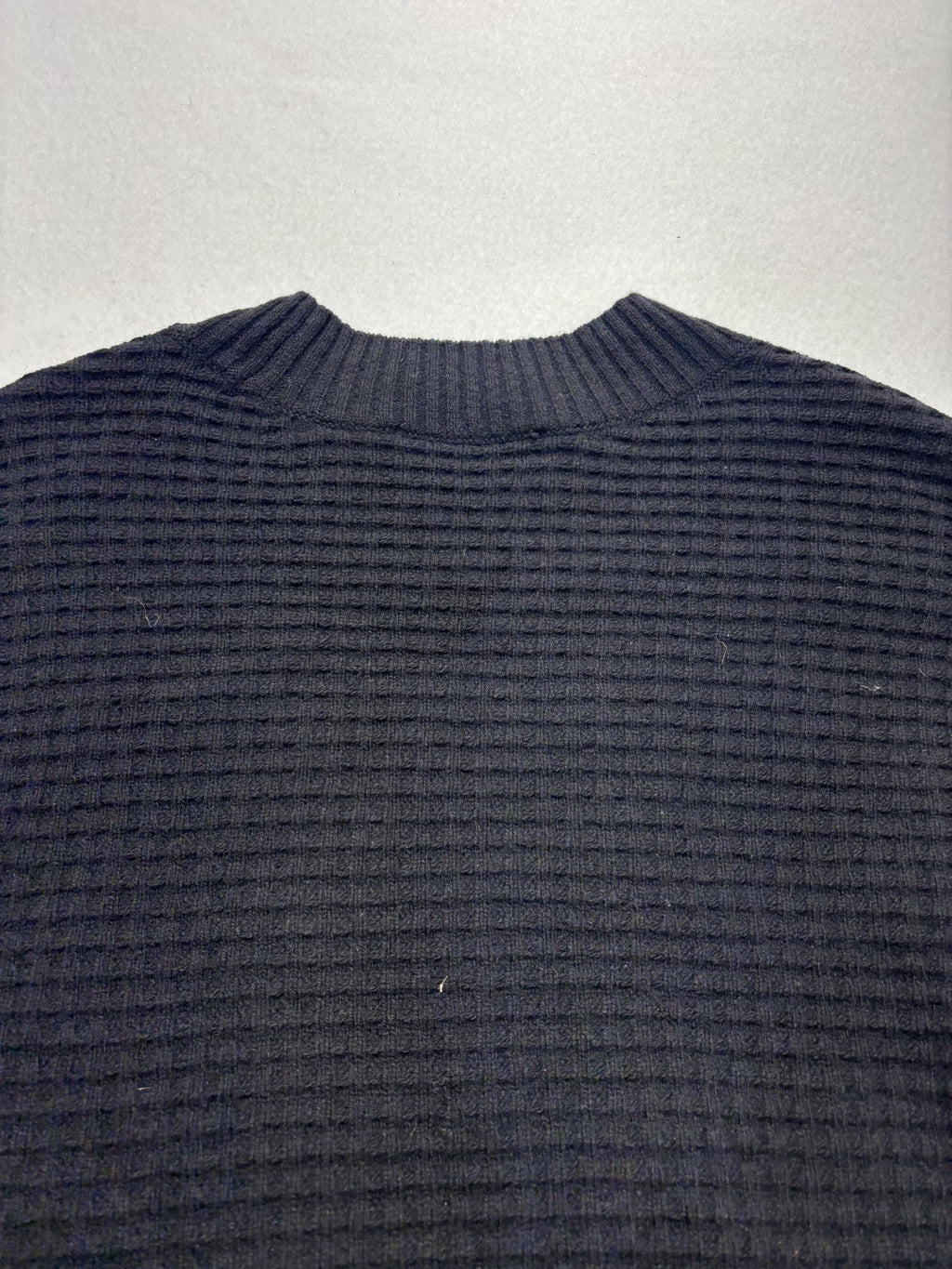 Everlane Sweater Womens Small Black Recycled Cashmere Waffle Crew Neck Pocket