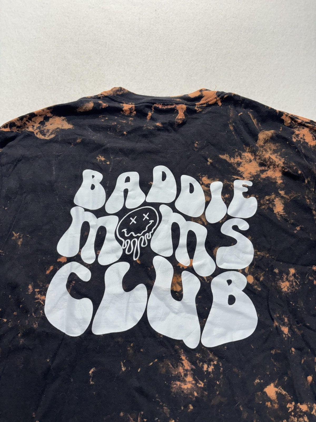 Comfort Colors Shirt Womens Large Black Baddie Moms Club Bleached Graphic Tee