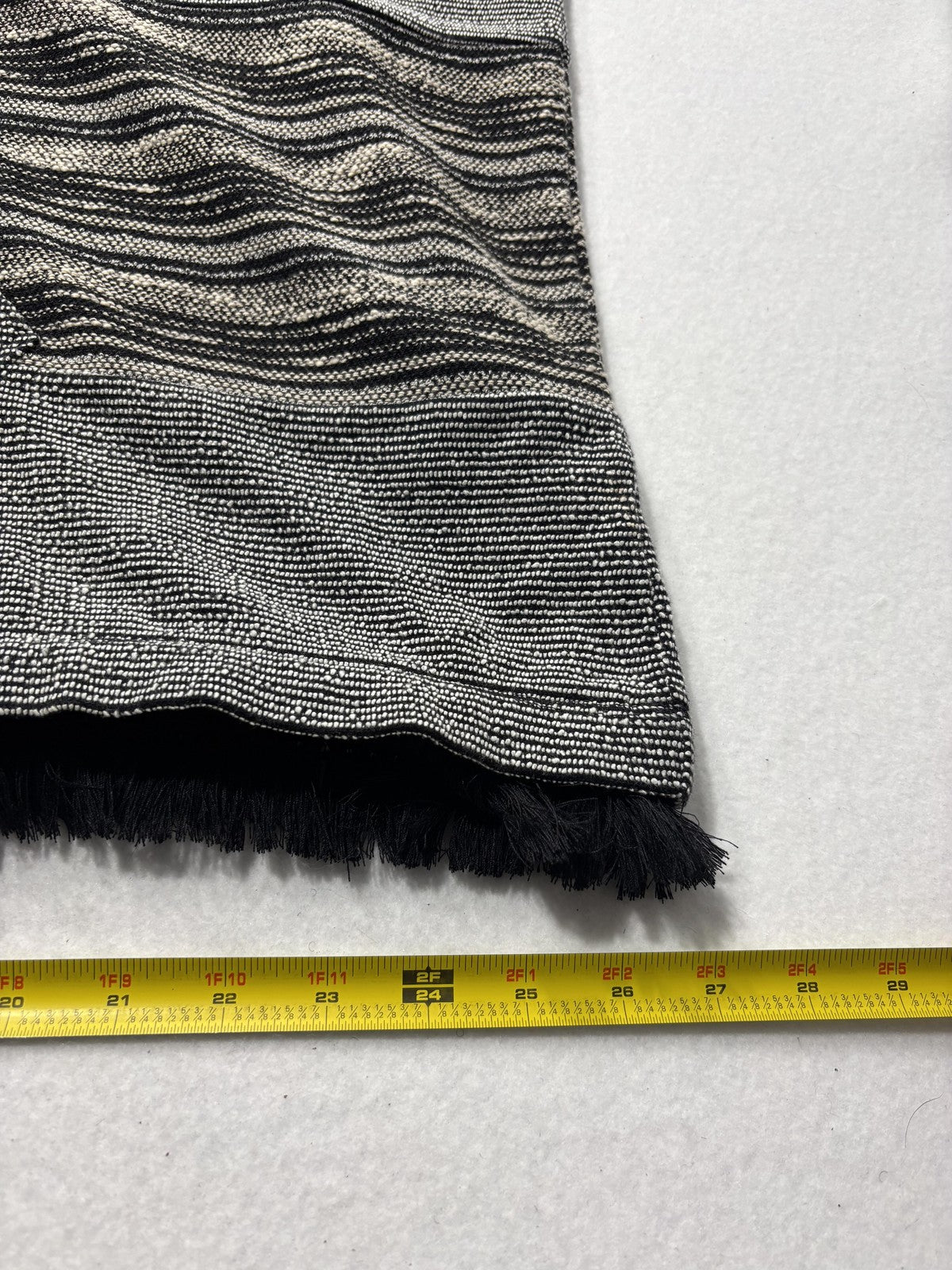 Lucky Brand Sweater Womens XS/S Black Striped Hooded Fringe Poncho Pullover