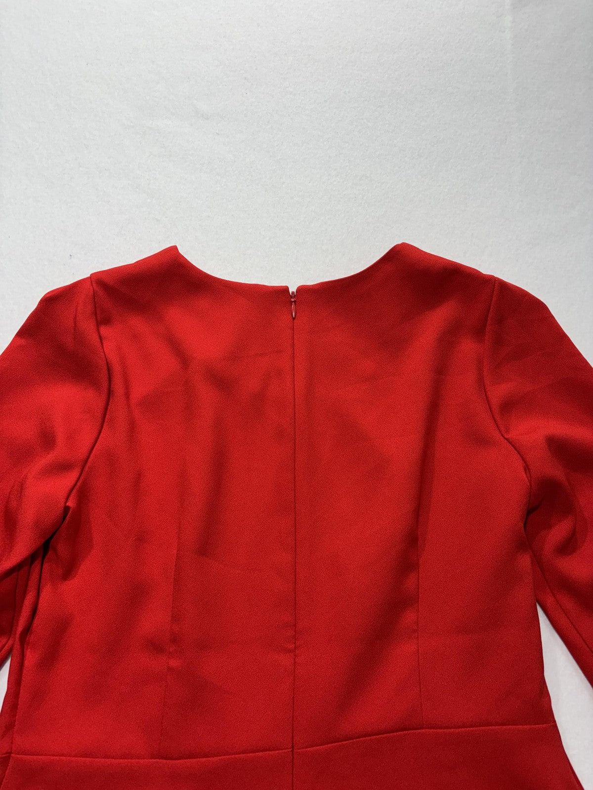 Banana Republic Blouse Womens 6 Red Long Sleeve Peplum Round Neck Zip Back Top