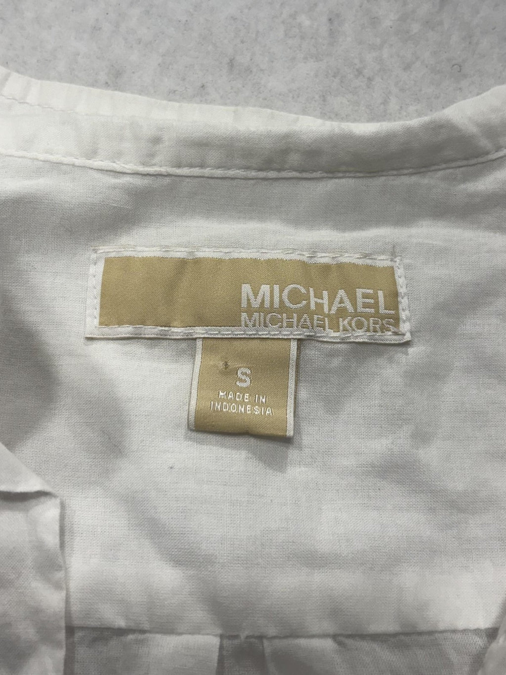 MICHAEL Michael Kors Blouse Womens Small White Pleated Henley Tunic Cotton Top