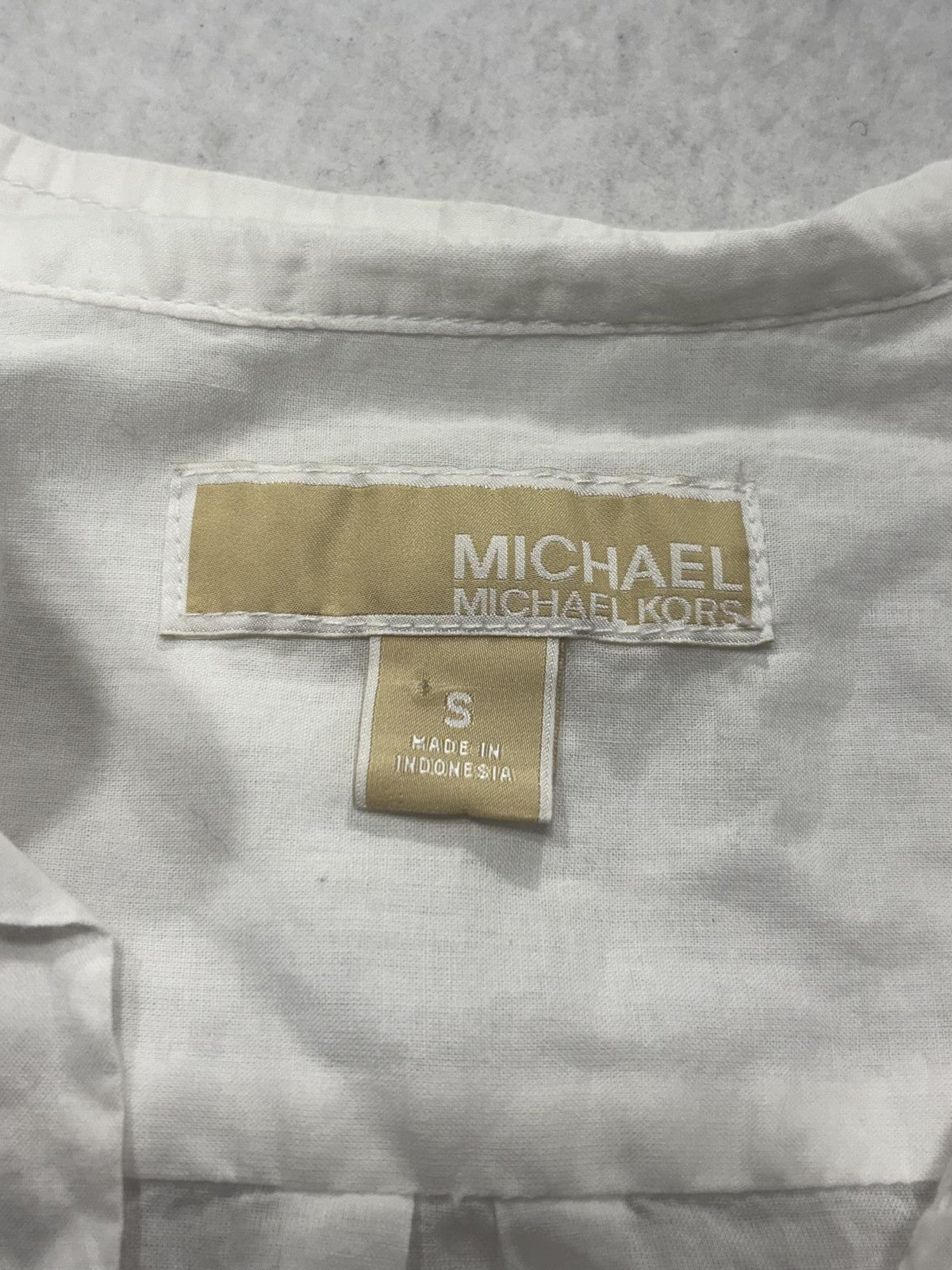 MICHAEL Michael Kors Blouse Womens Small White Pleated Henley Tunic Cotton Top
