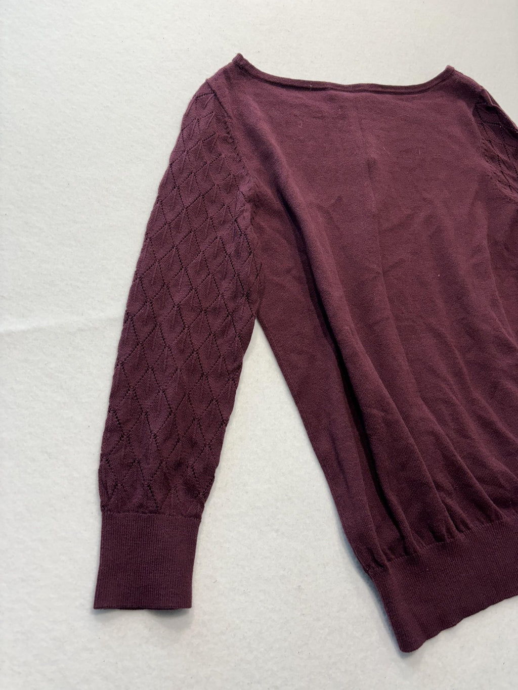LOFT Sweater Womens Small Purple Boat Neck Diamond Knit Sleeve Pullover Top