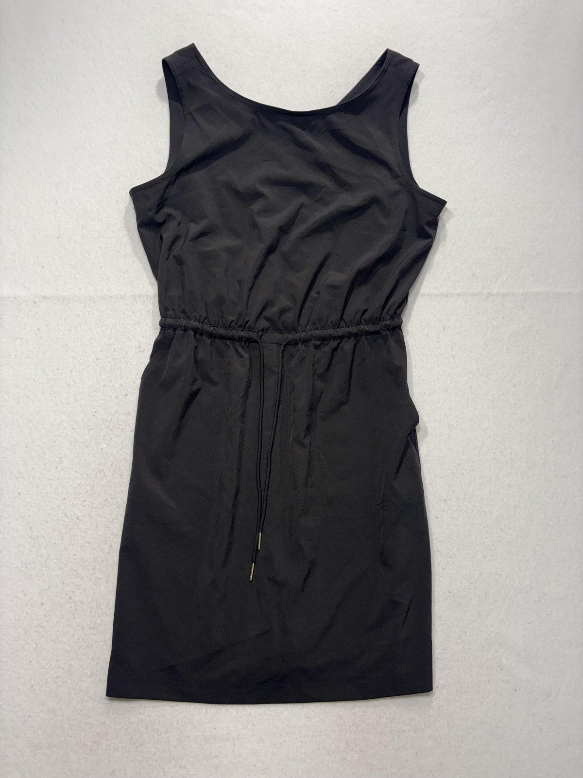 Calvin Klein Dress Womens 8 Black Scoop Neck Sleeveless Drawstring Waist Pockets
