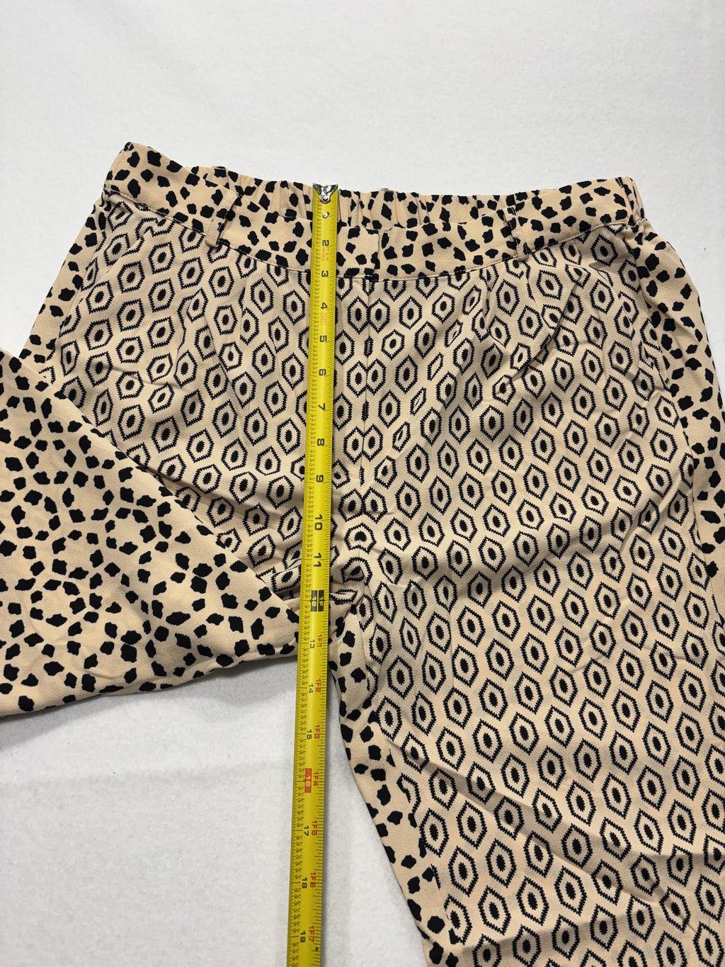 ESSENTIEL Antwerp Dress Pants Womens 40 Beige Geo Dot Print Elastic Waist Slim