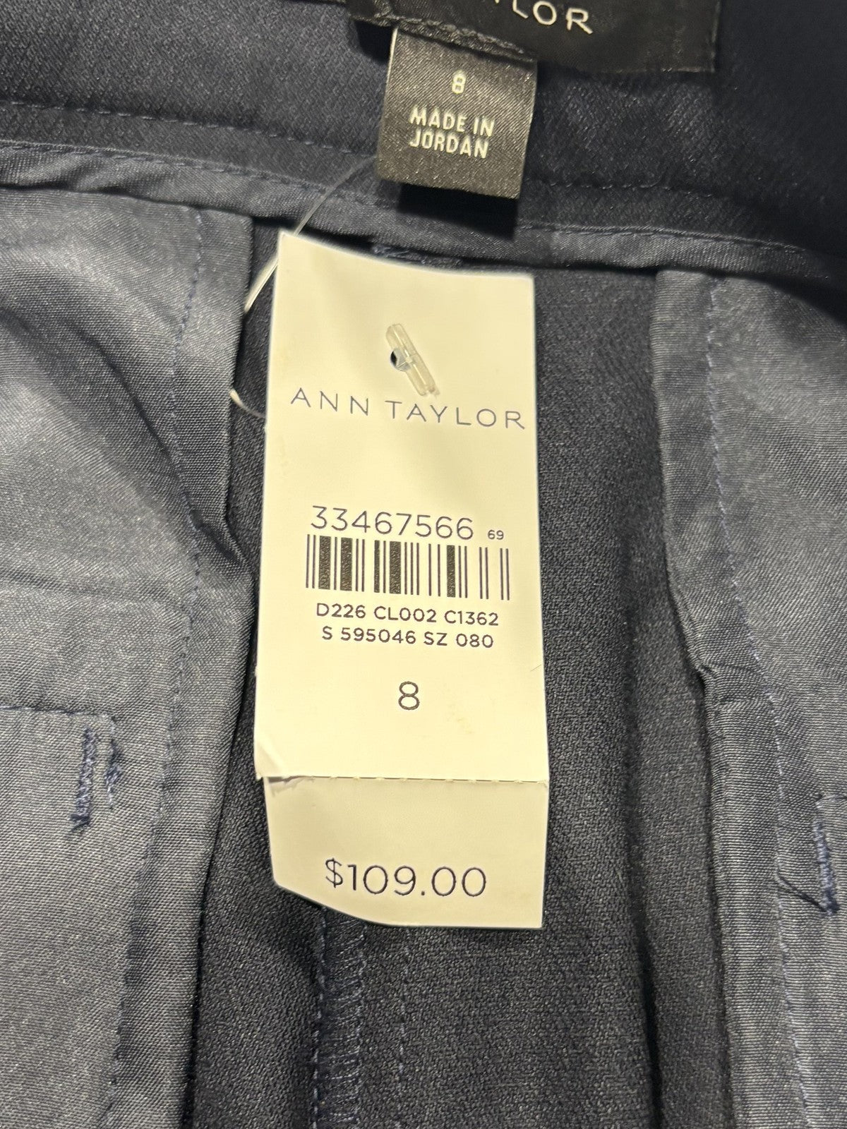 Ann Taylor Dress Pants Womens 8 Blue Wide Leg Crop Ankle High Rise Twill Work