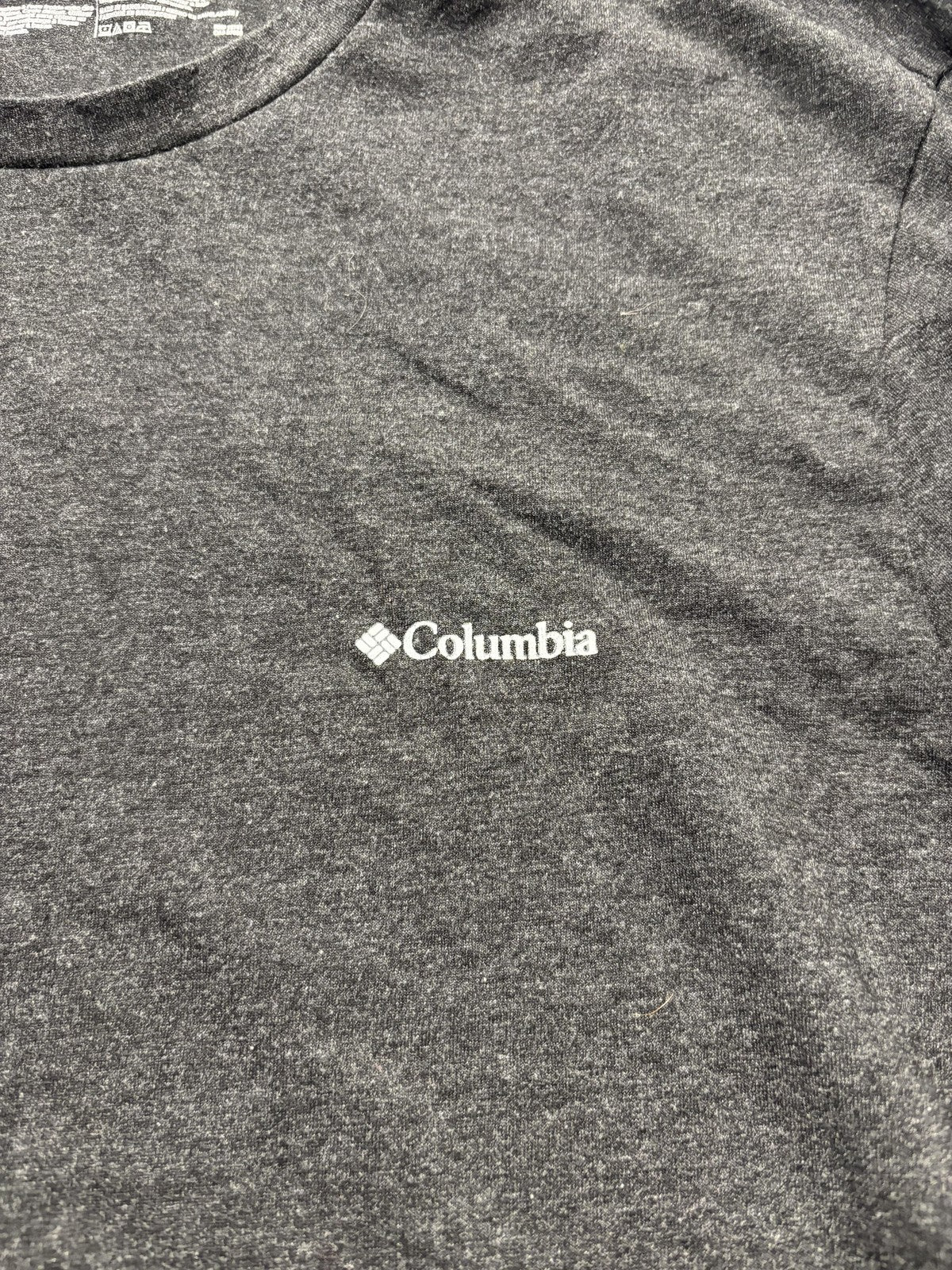 Columbia Shirt Mens Large Gray Stretch Crew Neck Short Sleeve Logo Tee Casual