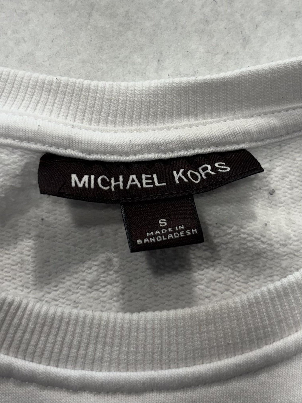 Michael Kors Sweatshirt Mens Small White Fleece Crew Neck MK Logo Pullover