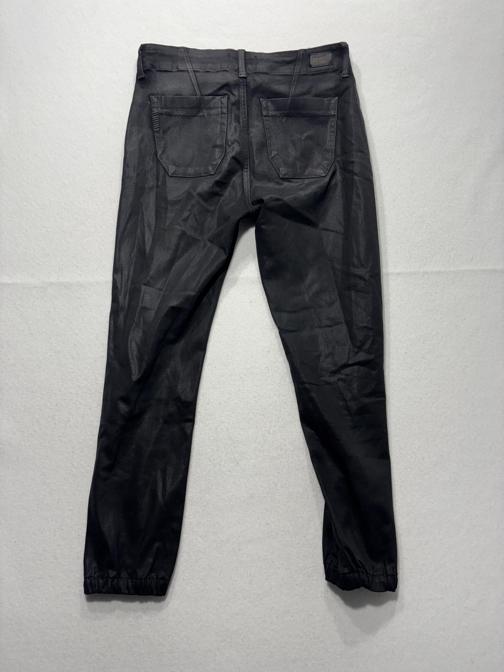 Paige Pants Womens 27 Black Mayslie Coated Denim Jogger Ankle Zip Cuffed Stretch