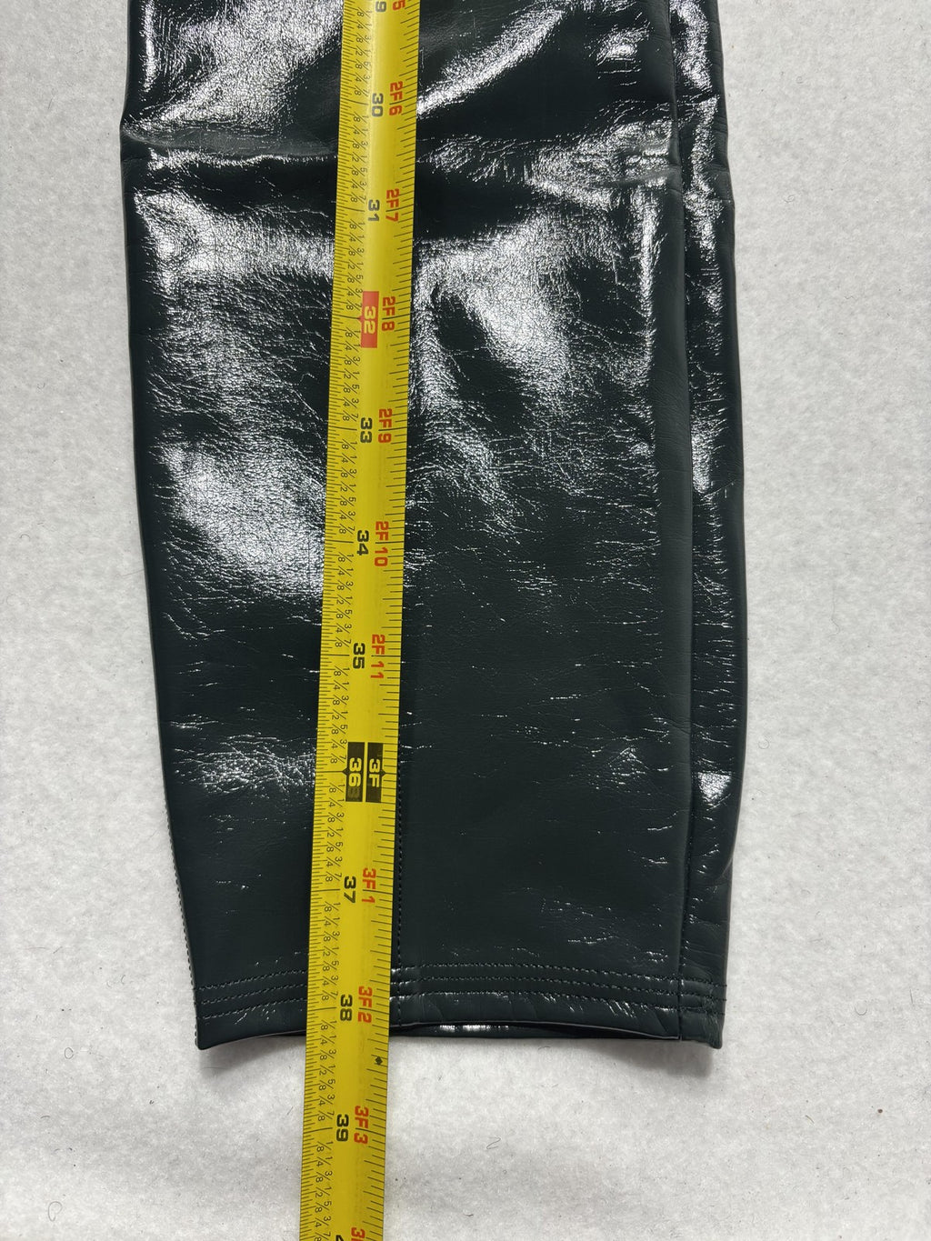 Spanx Leggings Womens Large Green Faux Patent Leather High Rise Shaping Ankle