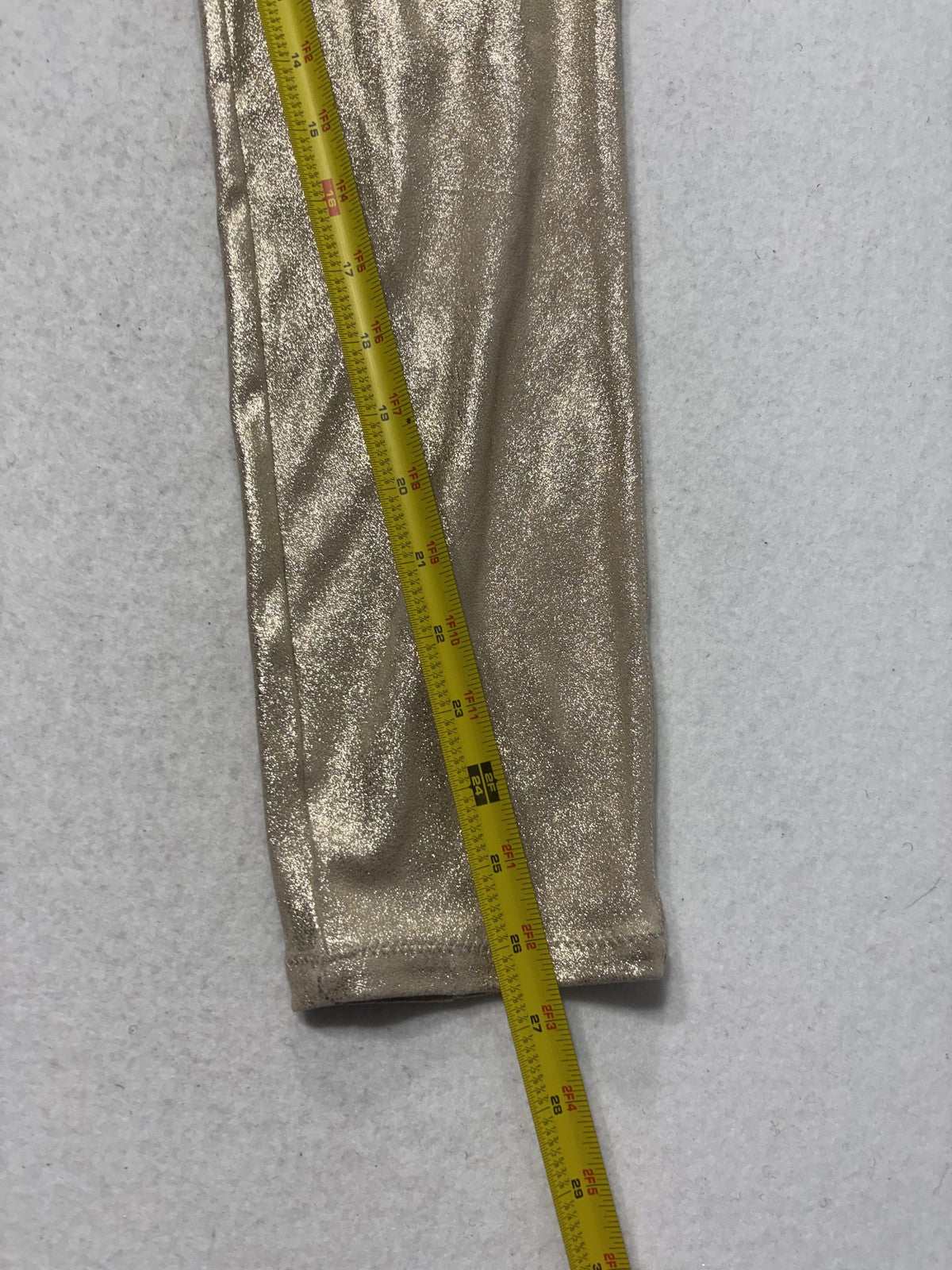 Free People Leggings Womens 27 Gold Mid Rise 31.5" Inseam Ankle Metallic Stretch