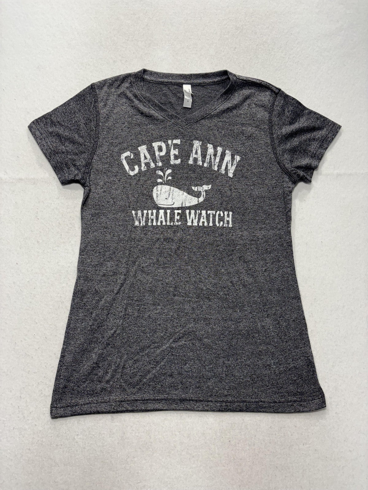 TEEMAX Shirt Womens Medium Gray Cape Ann Whale Watch Graphic Tee Nautical Ocean