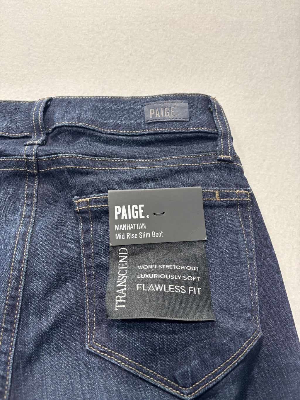 Paige Manhattan Jeans Womens 24 Blue Dark Wash Mid Rise Slim Boot 24x31 Stretch