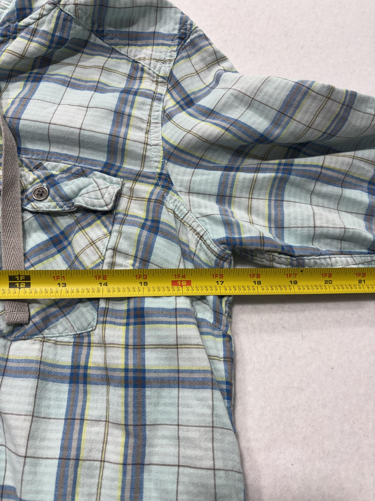 Columbia Shirt Womens Medium Blue Plaid Hooded Long Sleeve Button Up Cotton