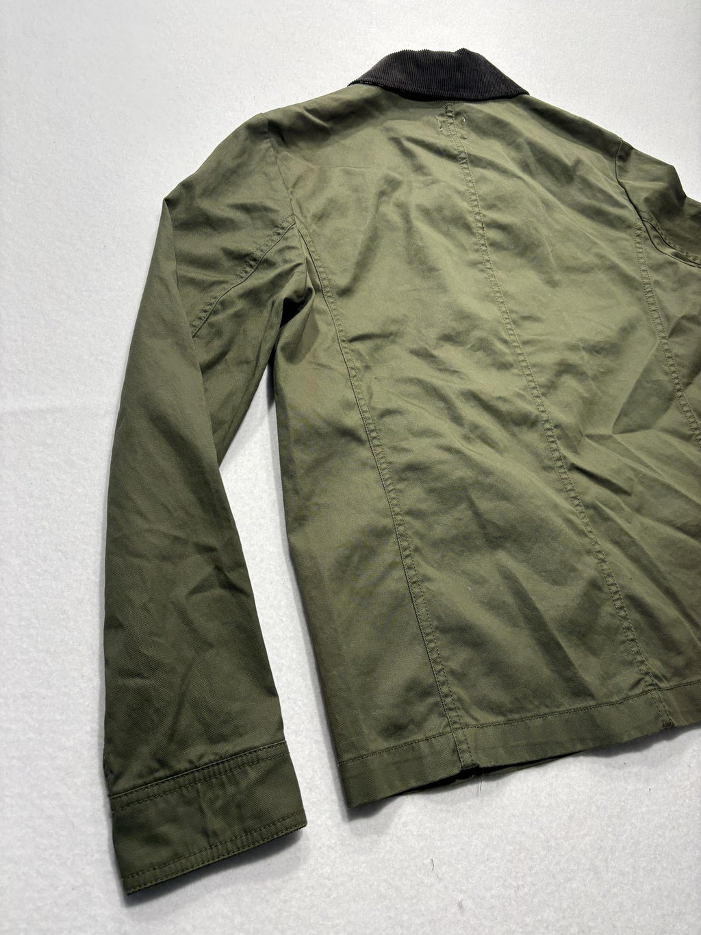 J.Crew Jacket Womens XS Green Utility Military Corduroy Collar Full Zip Pockets
