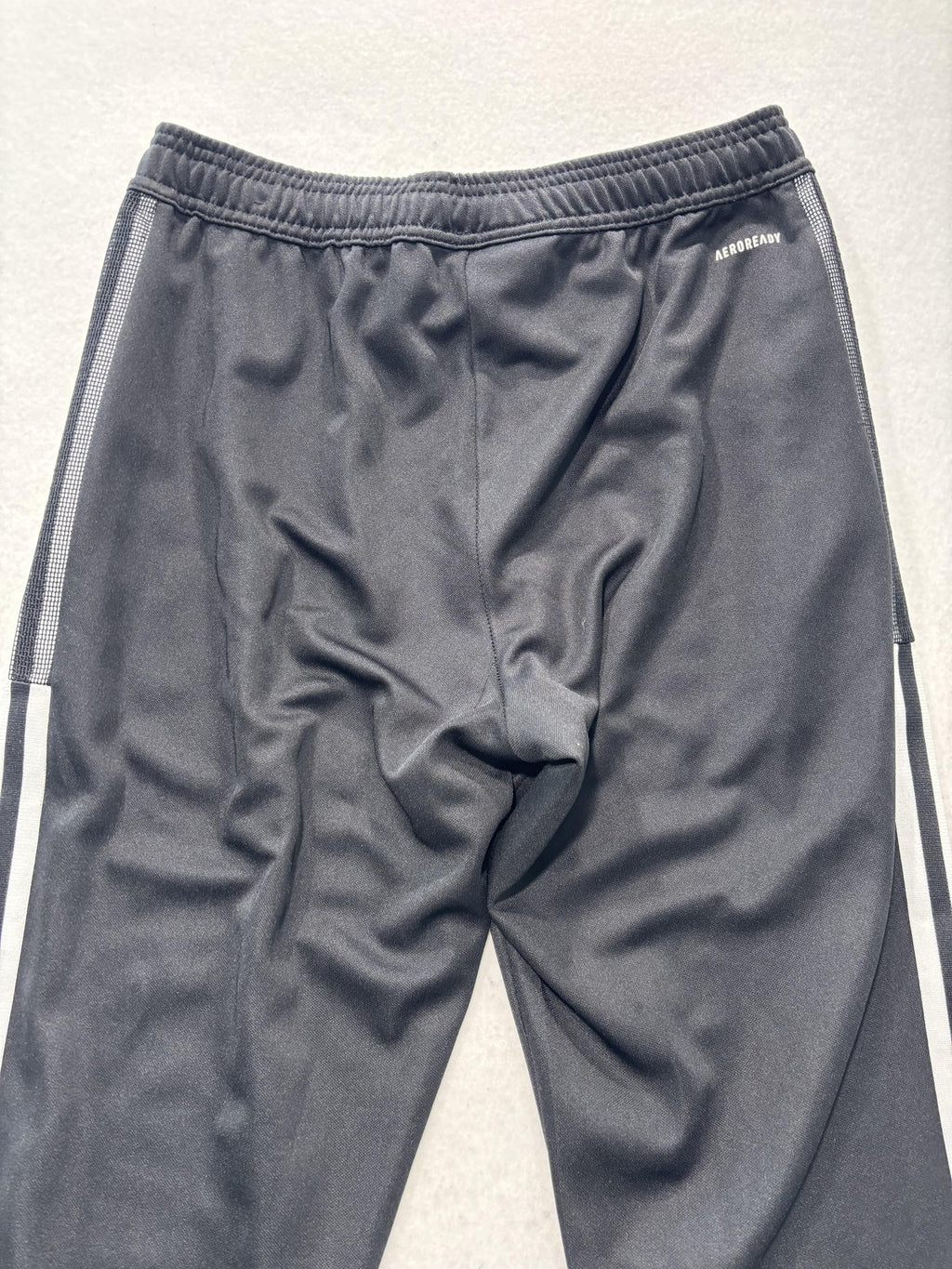 Adidas Track Pants Mens Medium Black AEROREADY Elastic Waist Side Stripe