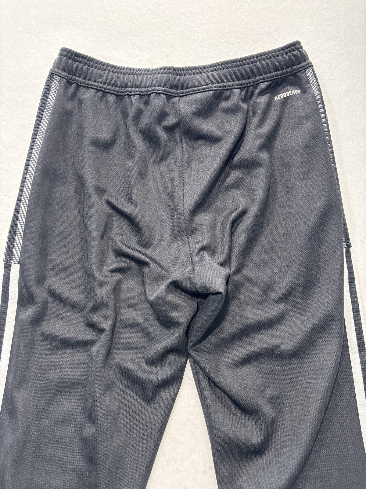 Adidas Track Pants Mens Medium Black AEROREADY Elastic Waist Side Stripe