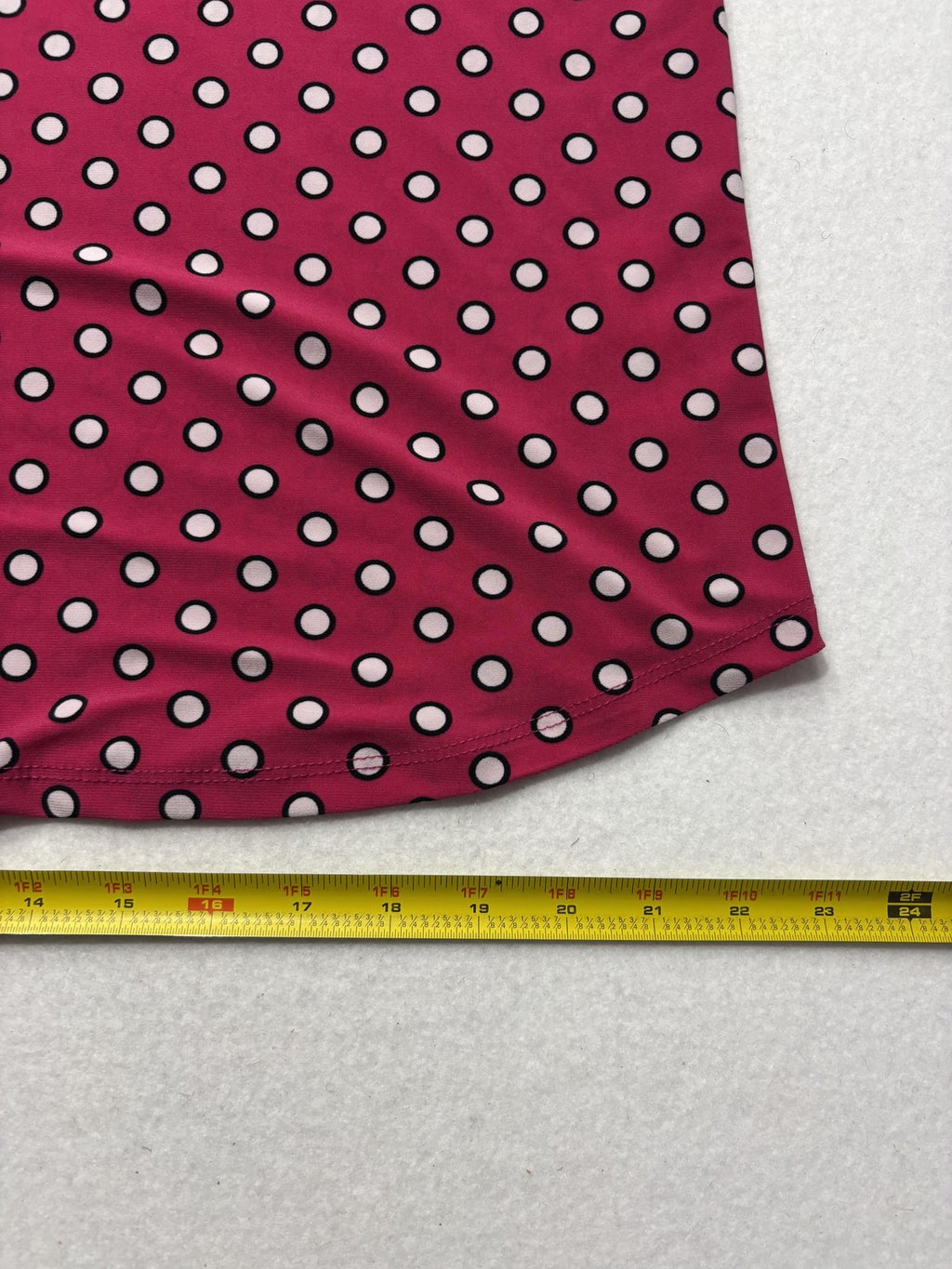 Anne Klein Blouse Womens Large Pink Polka Dot Henley Long Sleeve Jersey Top