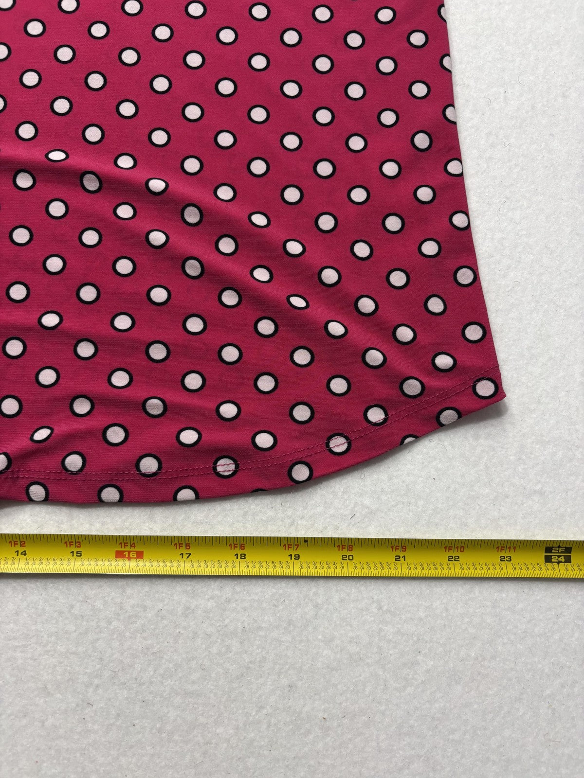 Anne Klein Blouse Womens Large Pink Polka Dot Henley Long Sleeve Jersey Top