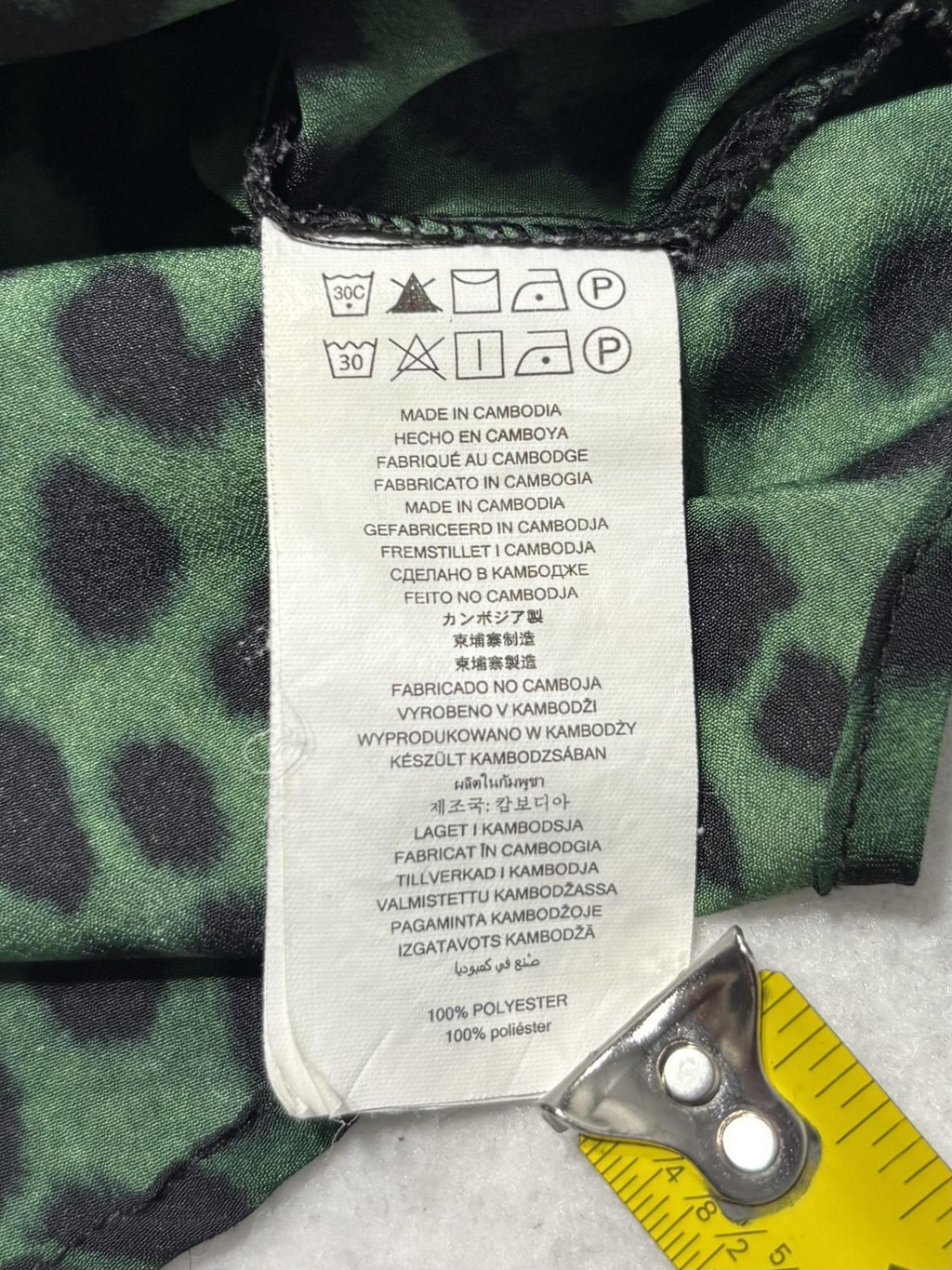 MICHAEL Michael Kors Blouse Womens Large Green Animal Print Zip Front Satin