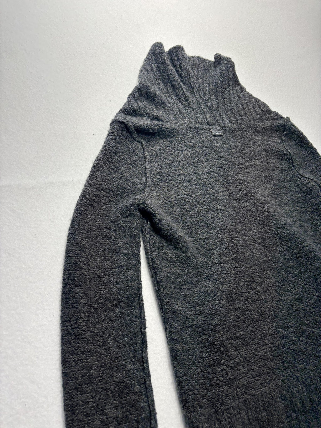 Columbia Sweater Womens Small Gray Hooded Cowl Neck Button Henley Knit