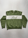 PINK Victoria's Secret Sweatshirt Womens M Green Colorblock Logo Crew Pullover