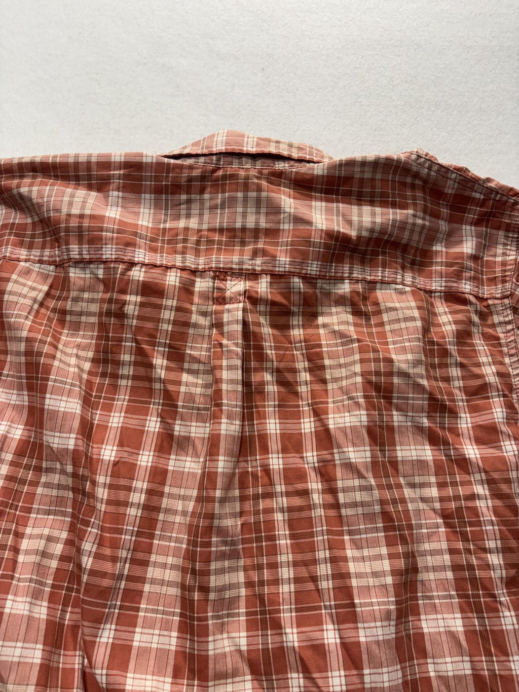 Wrangler Shirt Mens XL Orange Plaid Short Sleeve Button Up Casual Pockets