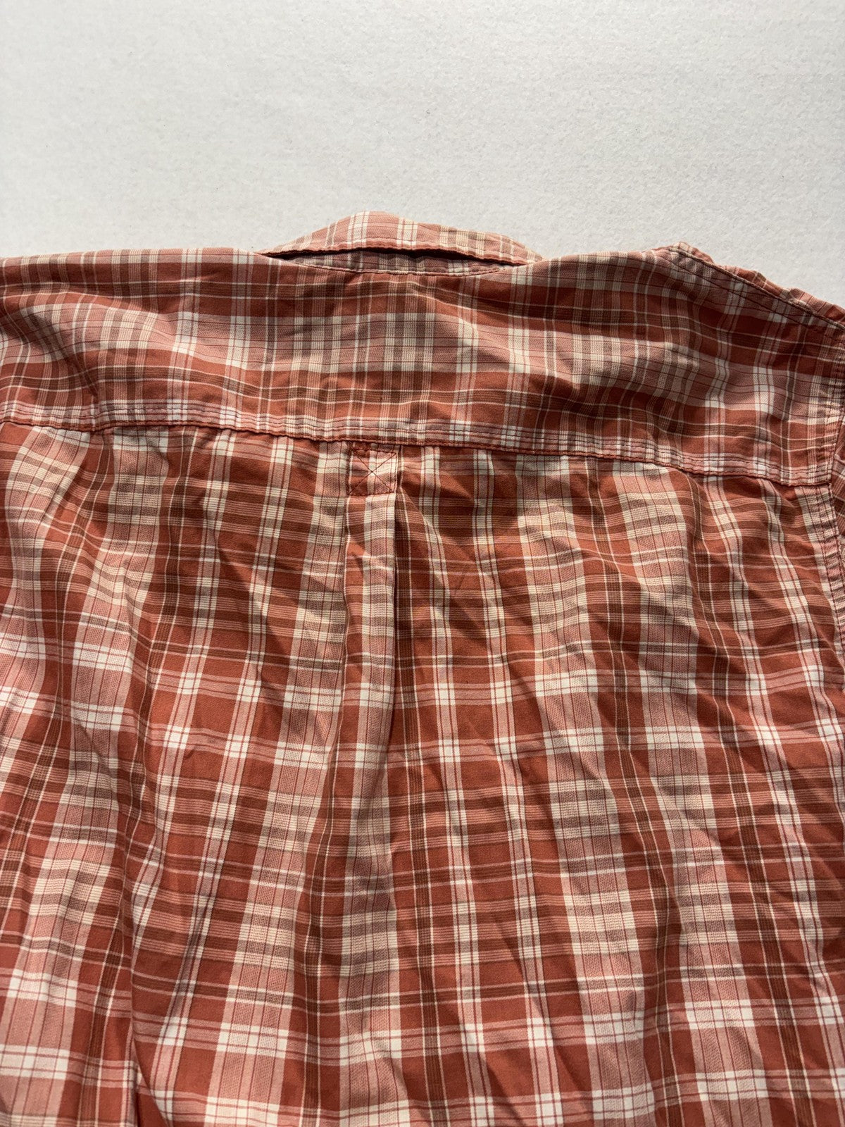 Wrangler Shirt Mens XL Orange Plaid Short Sleeve Button Up Casual Pockets