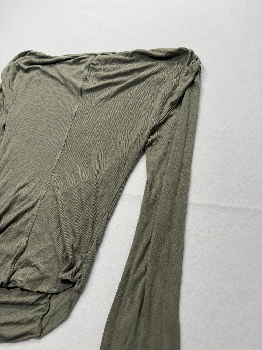 Free People Shirt Womens XS Green Off Shoulder Ruched Long Sleeve Jersey