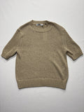 Calvin Klein Sweater Womens M Beige Short Sleeve Crew Neck Hemp Knit Pullover