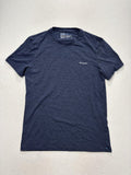 Columbia Shirt Mens Large Blue Striped Crew Neck Short Sleeve Logo Tee Casual