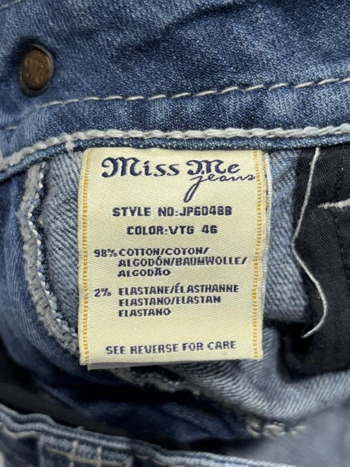 Miss Me Jeans Womens 28 Blue Medium Wash Low Rise Bootcut Embellished 28x31