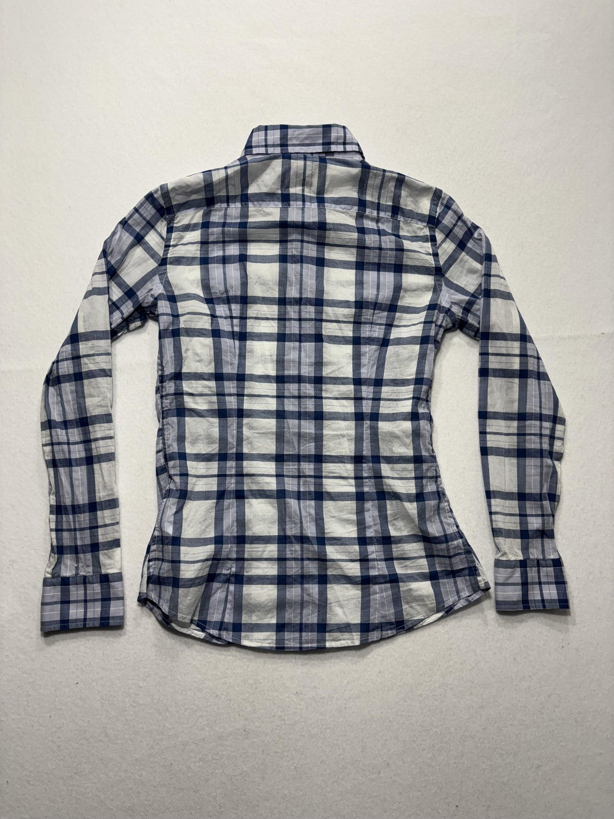 Banana Republic Shirt Womens XS Blue White Plaid Soft Wash Button Up Casual