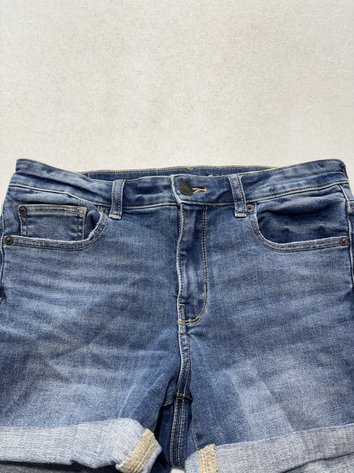 American Eagle Outfitters Shorts Womens 8 Blue Denim 4" Inseam Cuffed Stretch