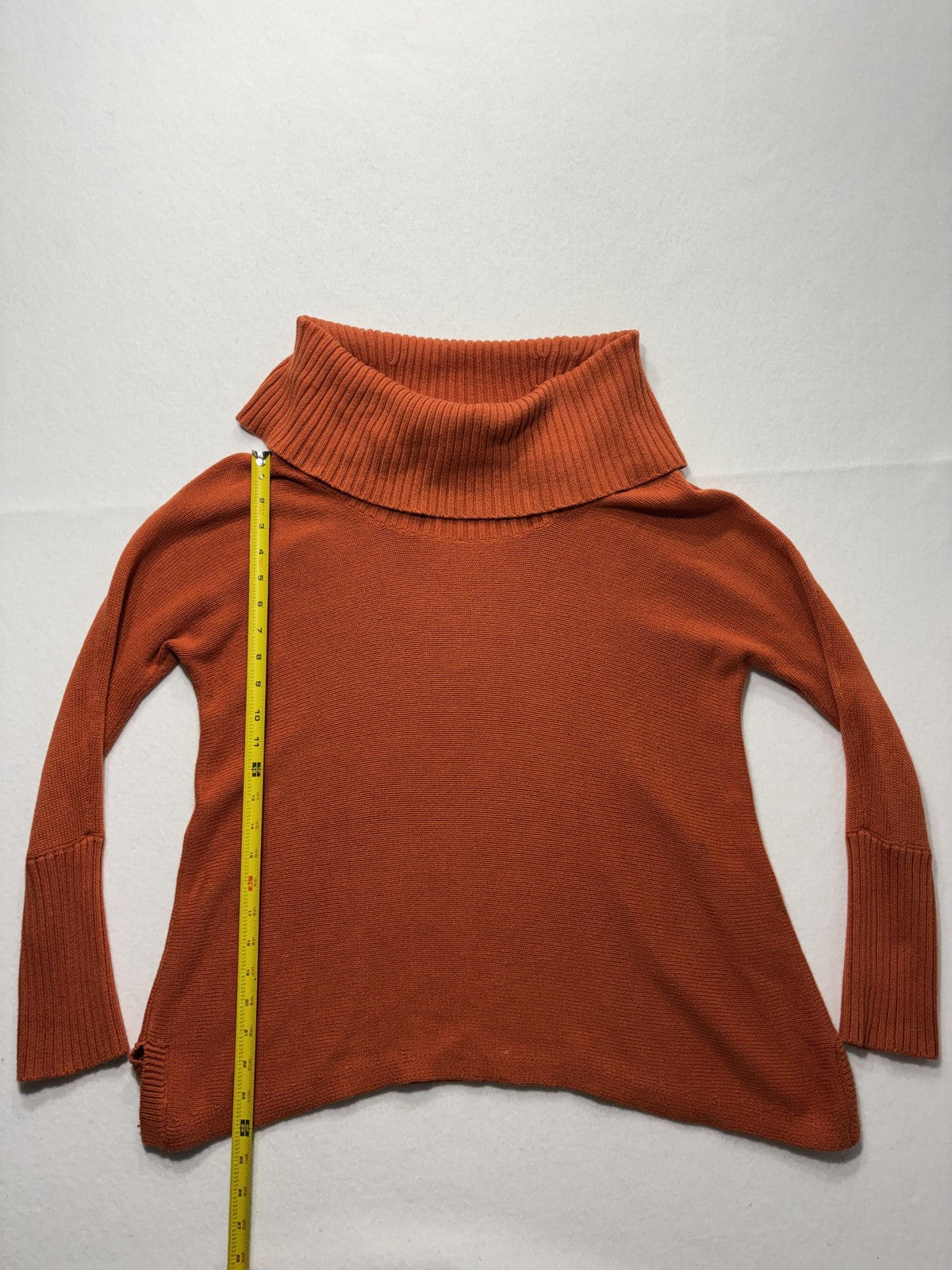 Chico's Sweater Womens 1 Orange Cowl Neck Long Sleeve Knit Relaxed Pullover