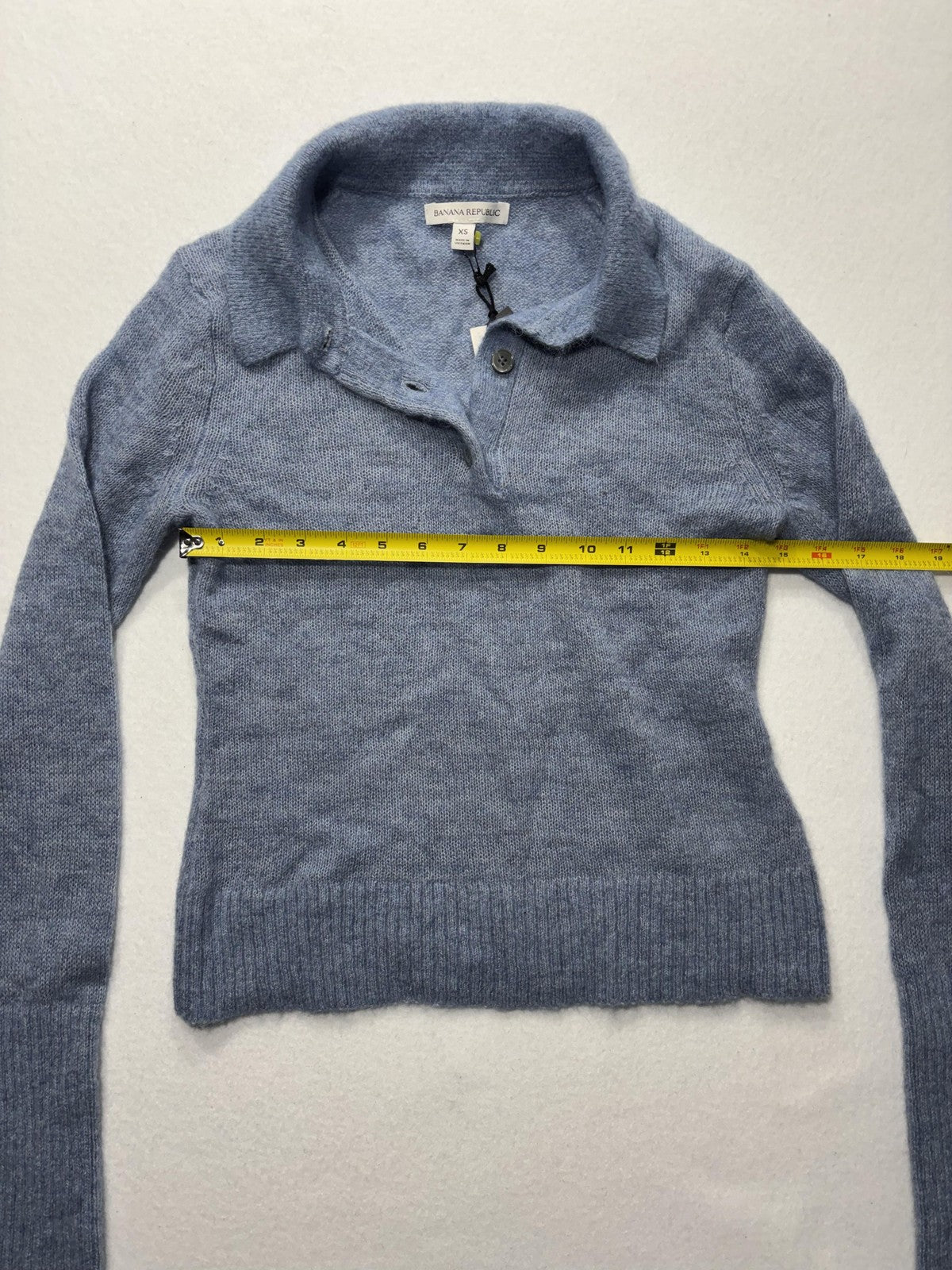 Banana Republic Sweater Womens XS Blue Collared Alpaca Knit Long Sleeve Pullover