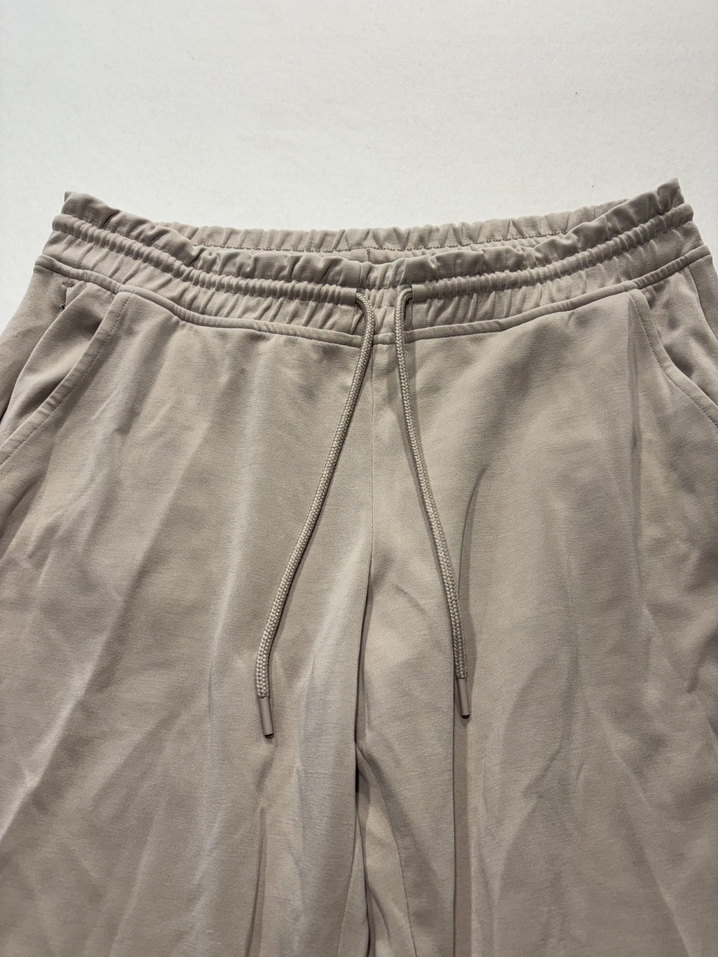 Athleta Pants Womens Large Beige Cropped Wide Leg Drawstring Jersey Lounge